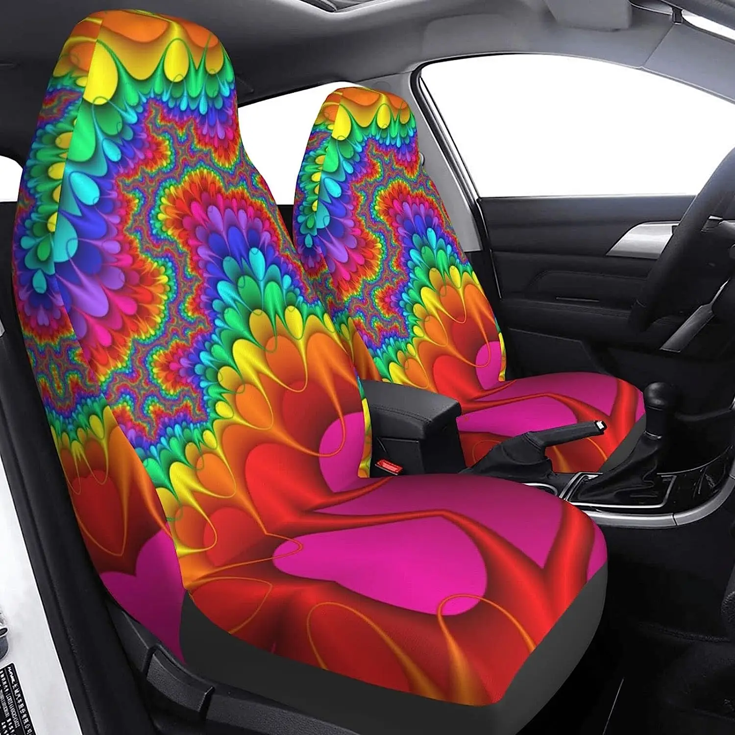 

Набор чехлов на автомобильные сиденья радужного цвета Tie Dye, 2 шт., аксессуары для салона автомобиля, Защитные чехлы для автомобильных коврик...
