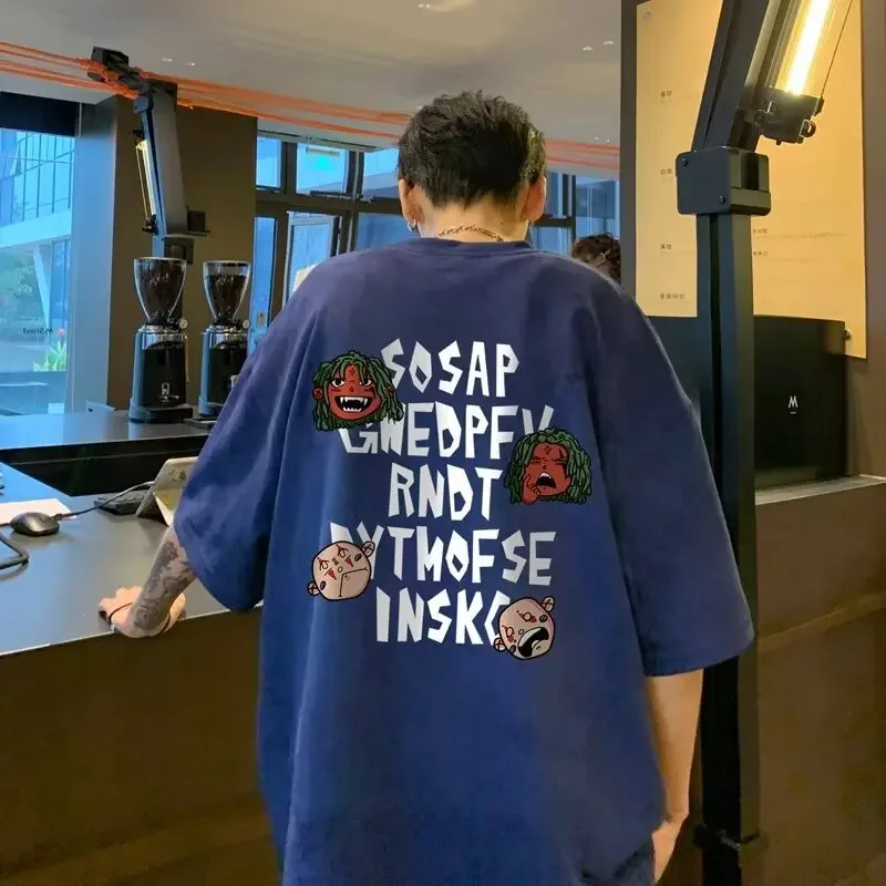 2024 новая модная футболка с короткими рукавами и буквенным принтом в американском