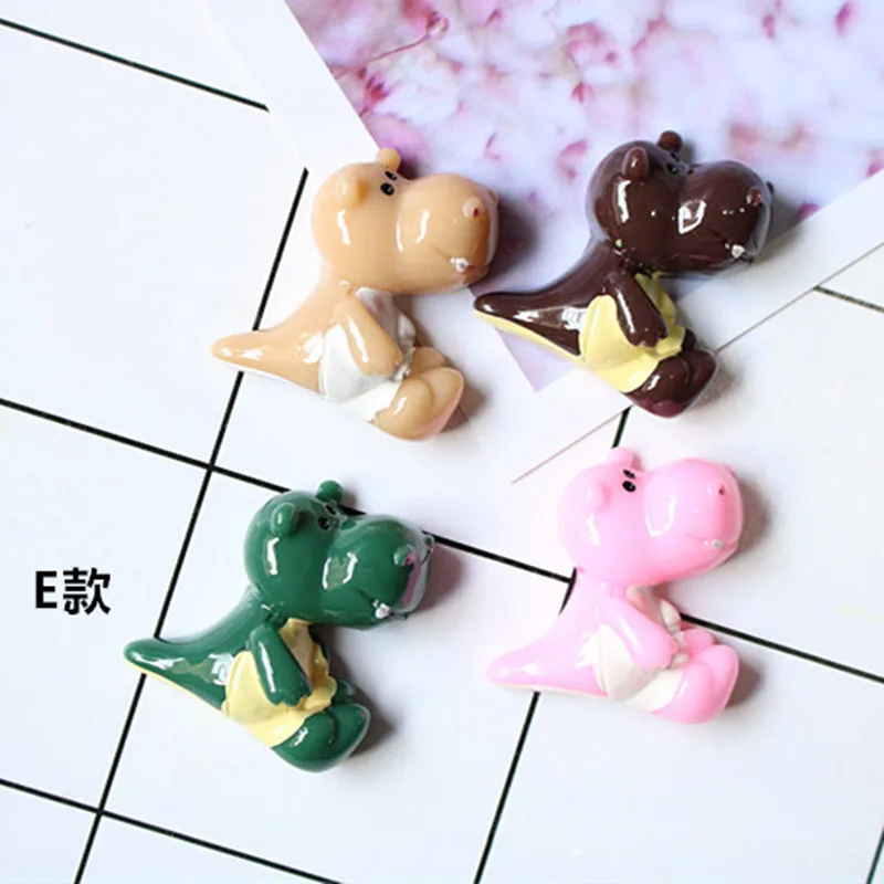 100 шт. кавайные Мультяшные животные динозавры из смолы с плоской задней стороной