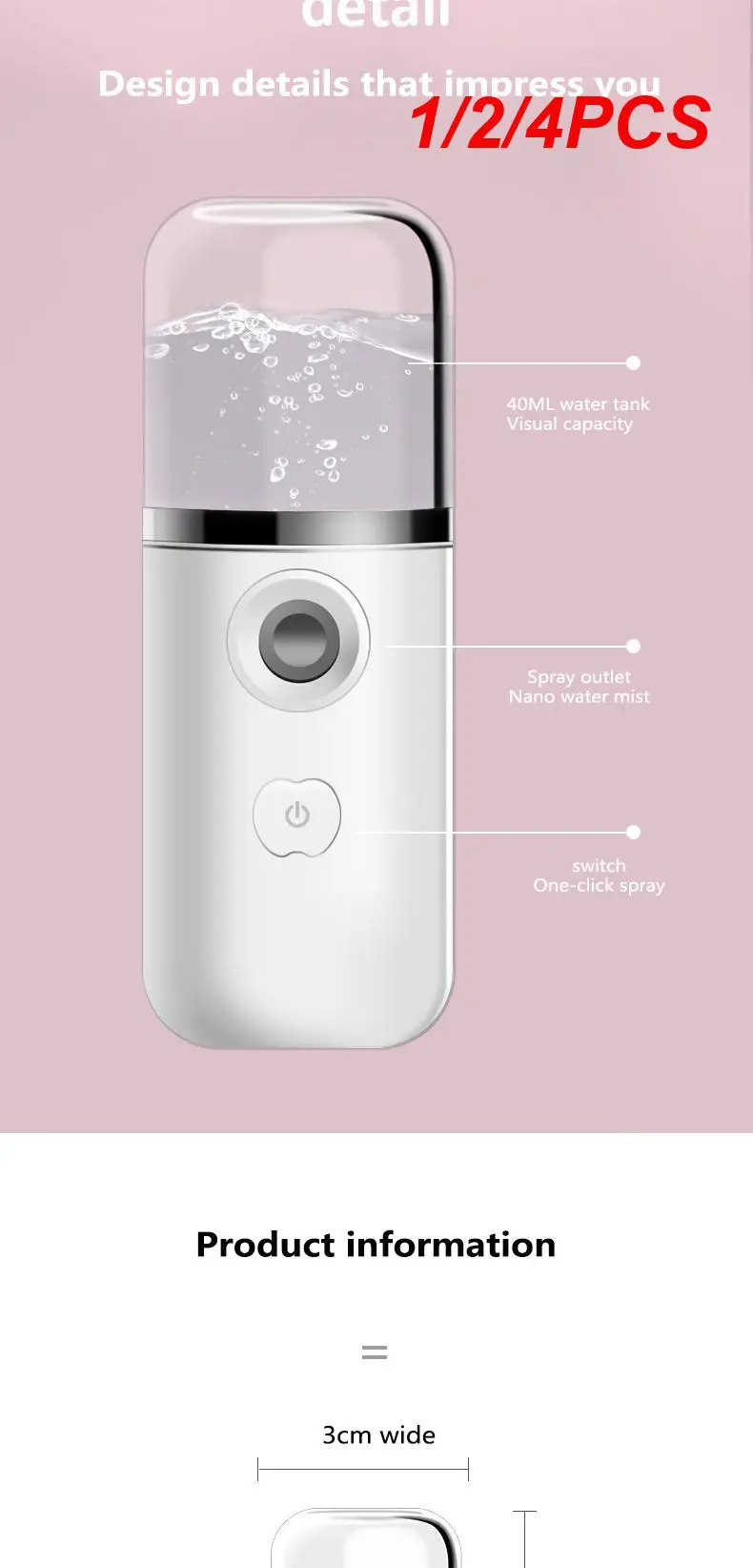 

1/2/4PCS Mini Nano Mister Sprayer Cooler Facial Steamer USB Rechargeable Mini Humidifier Skin Face Care Moisturizing Nebulizer