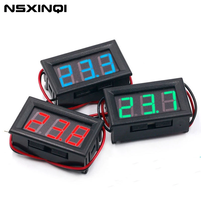 

NSXINQI 1piece DC5-120V LED Digital Voltmeter Voltage Meter Volt Instrument Tool 2Wires Red Green Blue Display Mini Voltmeter