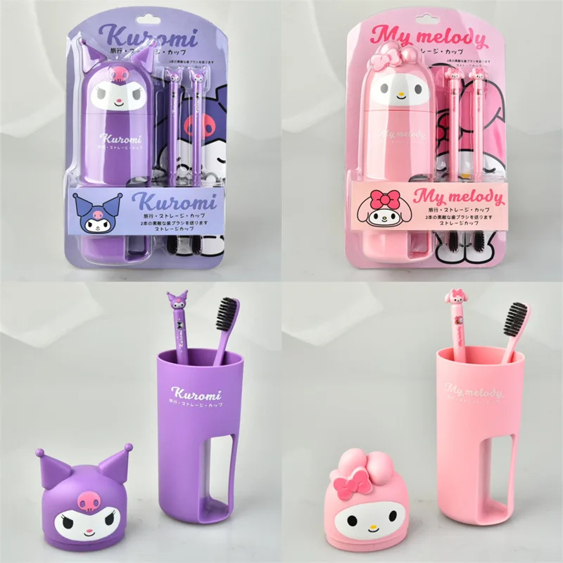 

Kawaii Sanrio Kuromi My Melody Hello Kitty зубная щетка чашка для мытья Костюм Аниме Фигурка Портативные товары для путешествий Рождественский подарок для девушки