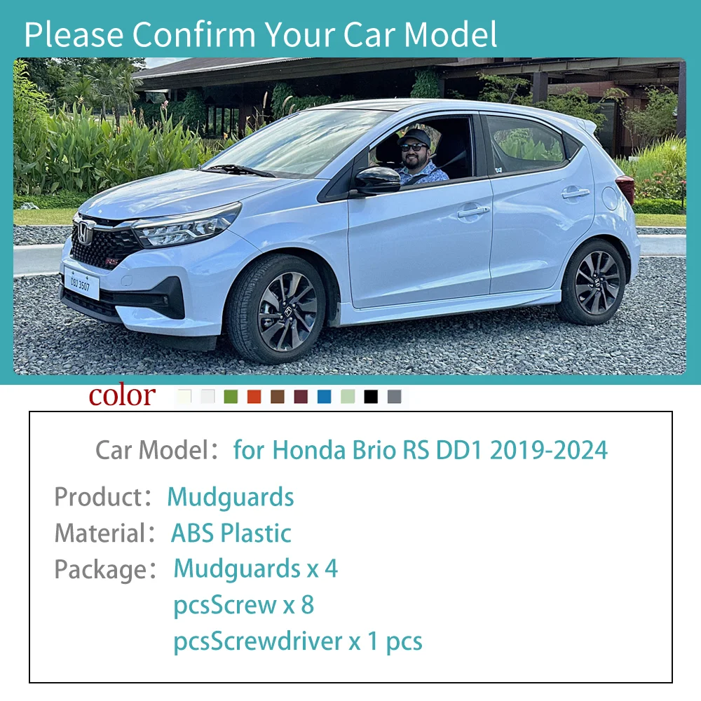 4 шт. Брызговики для Honda Brio RS DD1 2019 2020 2021 2022 2023 2024 Fender Flare Внешние автомобильные