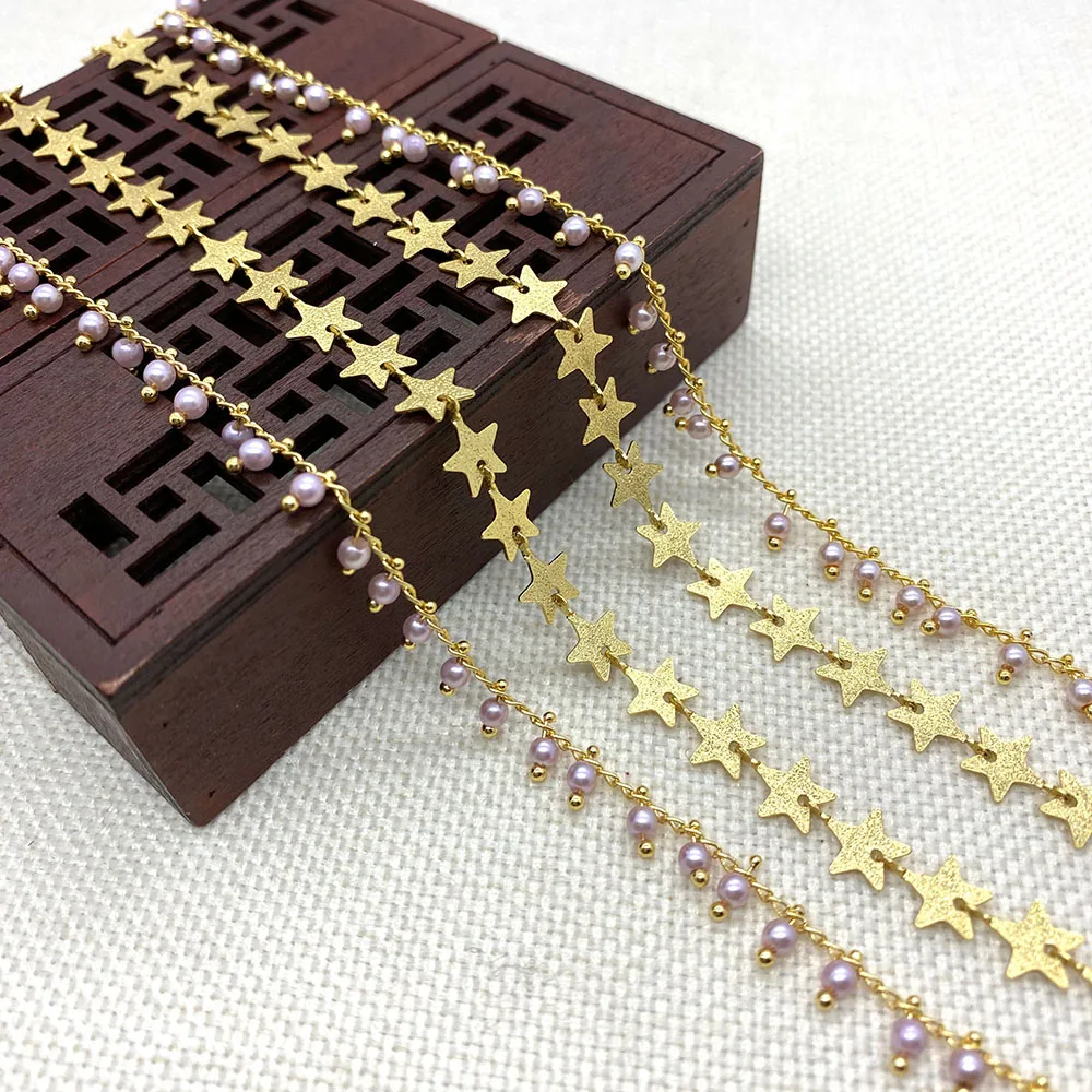 

Exquisite Pentagram Handmade Chain 3-8mm Imitation Pearl Jewelry Charm Fashion Making DIY Necklace Earrings Bracelet Accessories