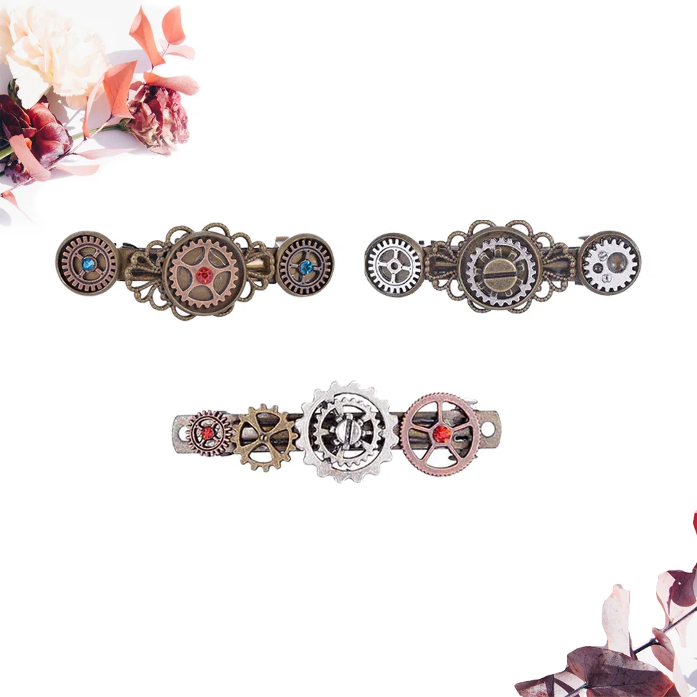 

Hair Steampunk Clips Barrettes Gothicaccessories Headwear Retro Clip Women Gears Pendant French Clockwork Vintage Party Hairpins