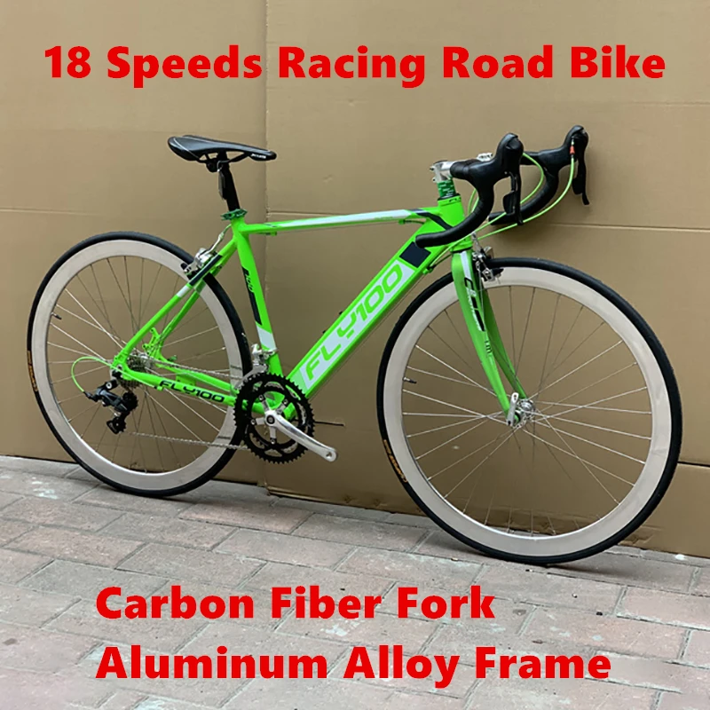 

Алюминиевый сплав, гоночный шоссейный велосипед, 18 скоростей, вилка из углеродного волокна, велосипед с-тормозом, низкое сопротивление ветр...