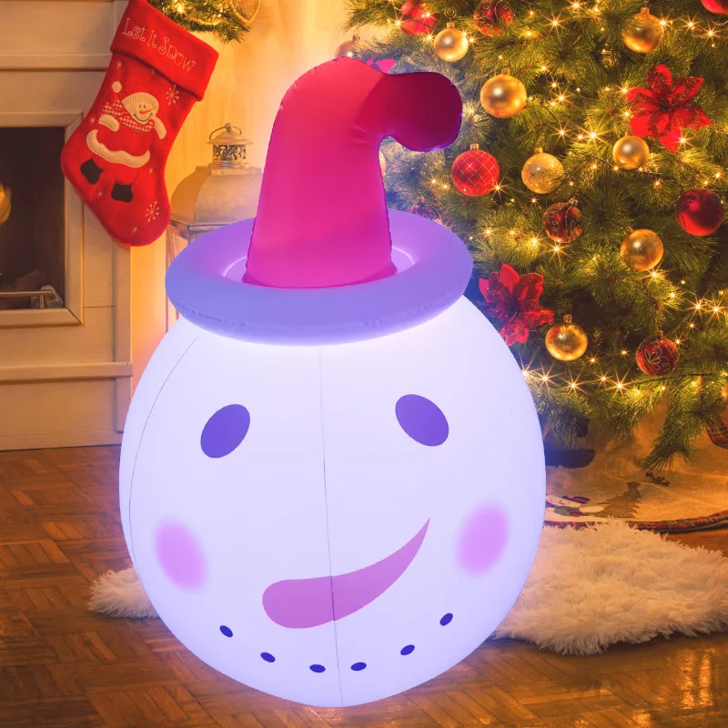 

Christmas Inflatable Snowman Ball Xmas 2023New Year Decoration 100cm LED Luminous Cute Ball Outdoor Courtyard Garden Home Decora
