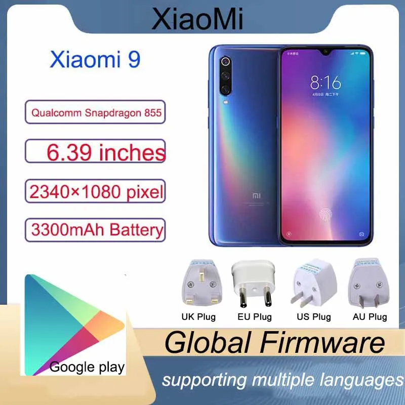 Xiaomi 9 Smartphone Mobilephone Cell Phones  Android Cellphone Dual Camera