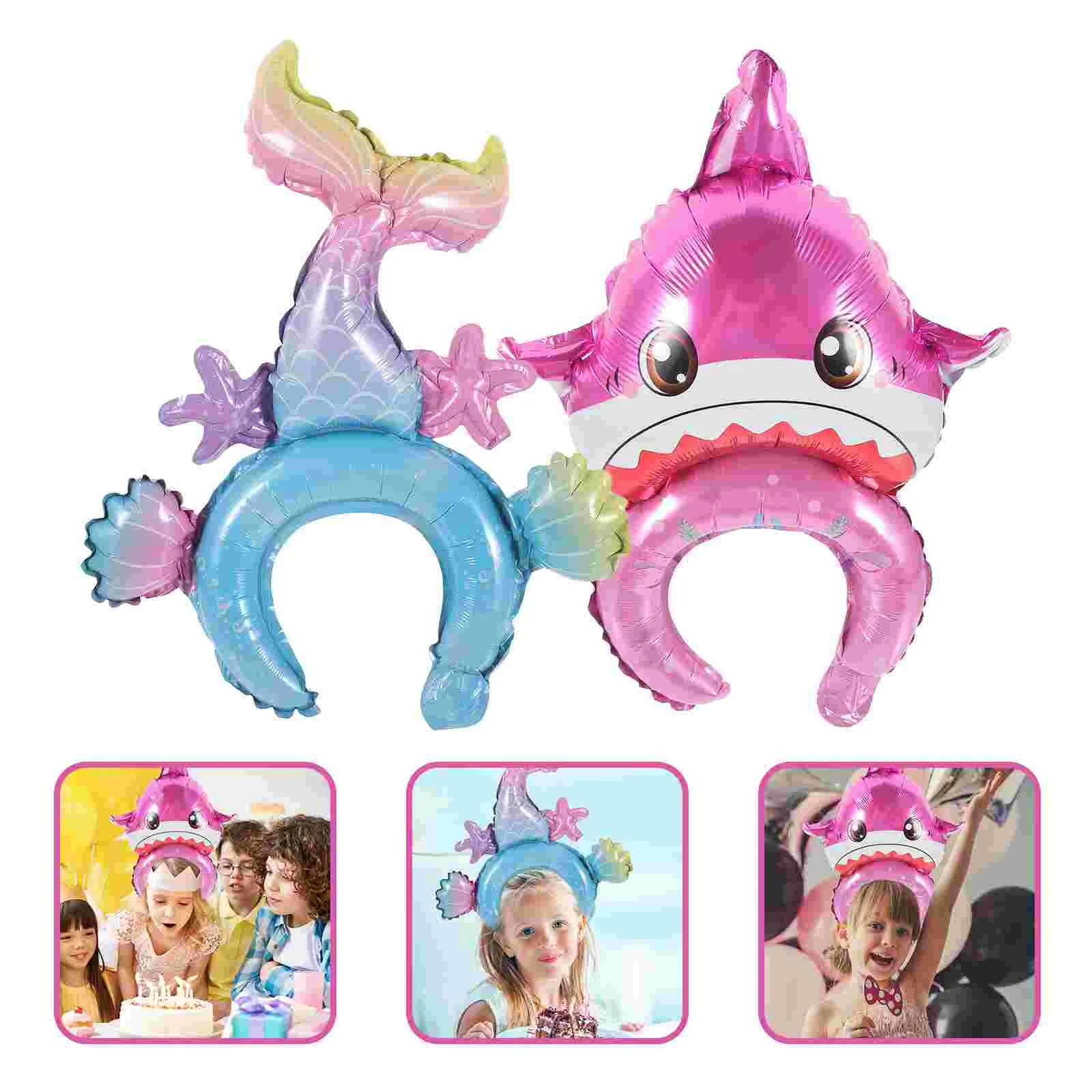 

20 Pcs Headband Balloon Kids Hair Accessories Party Props Gift Inflatable Headbands Supplies Aluminum Film