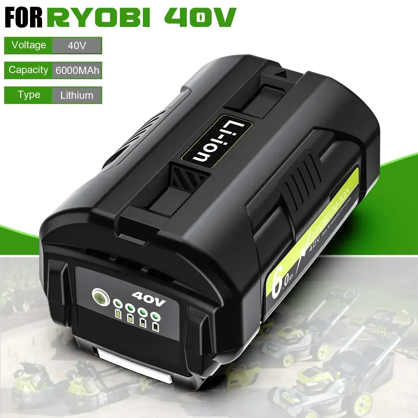 Литий-ионный аккумулятор 40 В 6000 мАч для Ryobi OP4040 OP4026 OP4030 OP4050 OP4060A OP40201 OP40301 коллекция