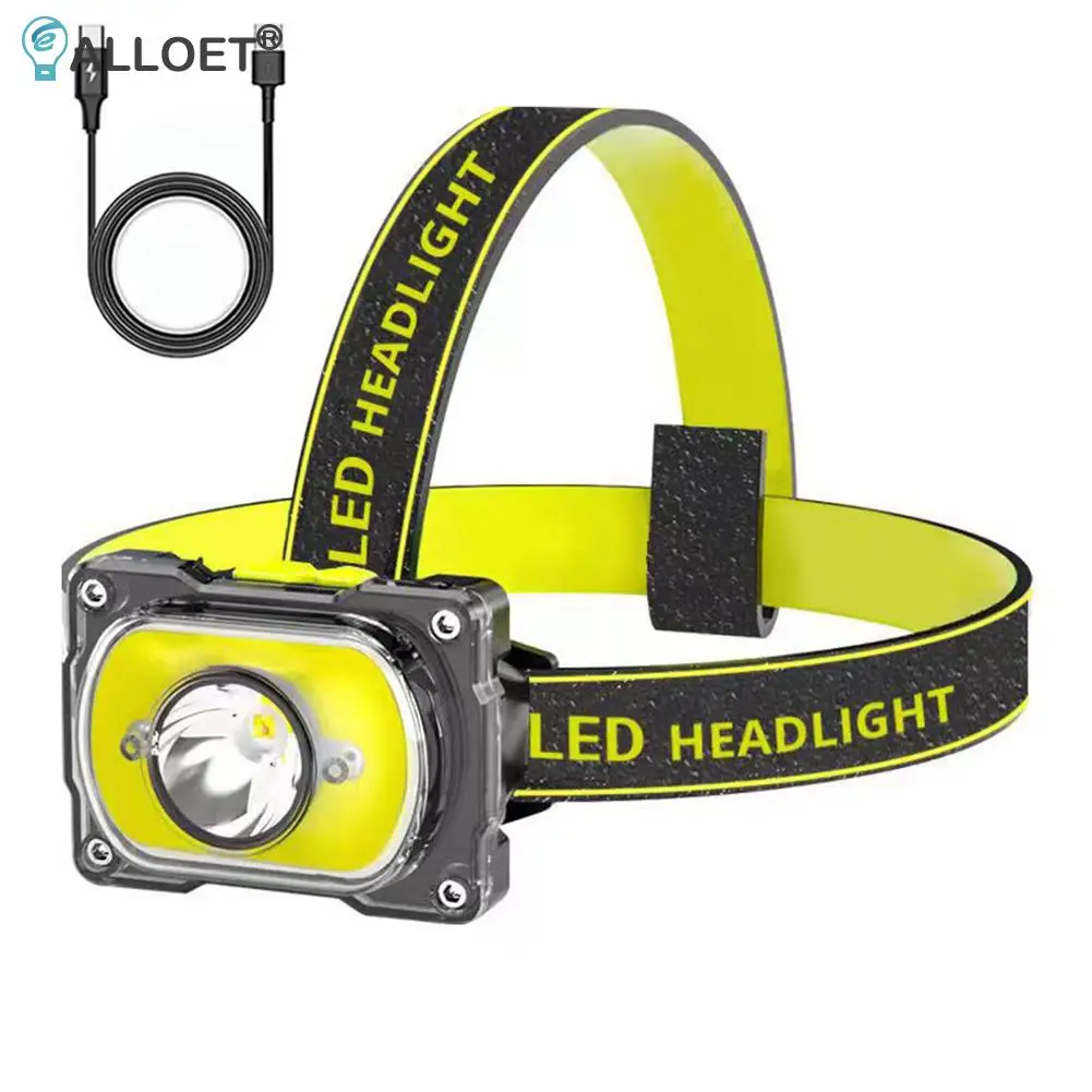 

COB LED Headlamp Sensor Headlight Strong Light 4 Gears 600lm Outdoor Waterproof Warning Head Torch Flashlight for Riding Camping
