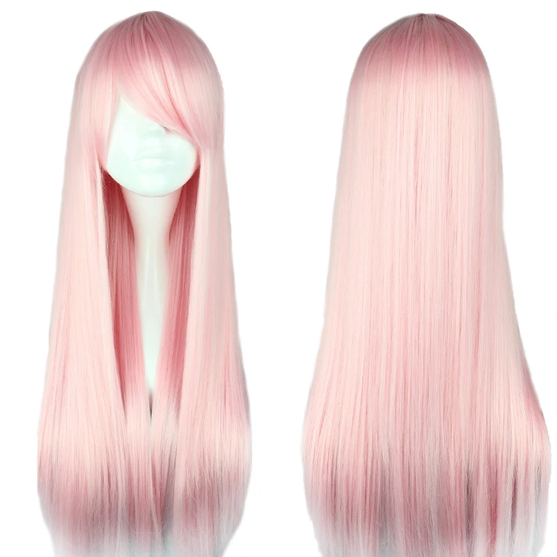 

GNIMEGIL тонкий 40 дюймов супер длинный прямой розовый парик для девочки Забавный Косплей Аниме Лолита Zero Two парик милый Харадзюку синтетический...