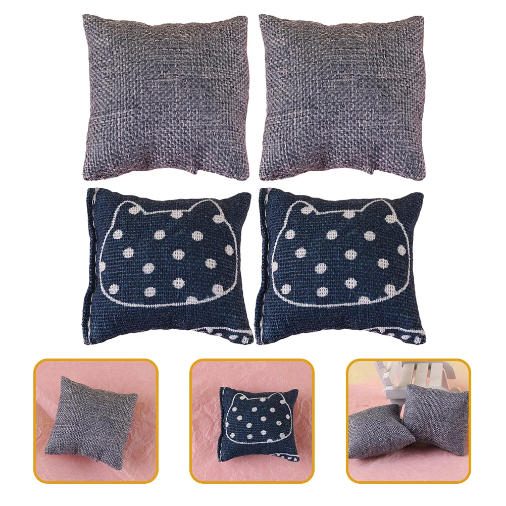

4Pcs Decorative Pillow Models Fake Pillow Desktop Miniature Pillows Models