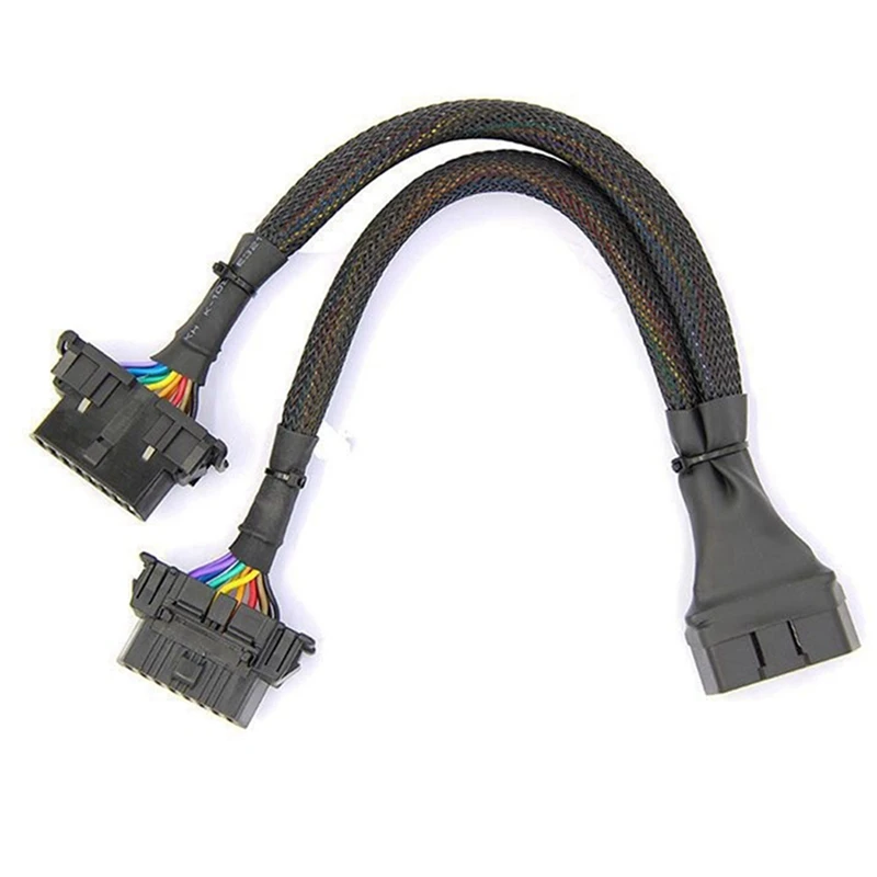 

3X 2 IN 1 OBD2 Extension Cable OBDII Male To 2 Female Splitter Car Computer Connection Conversion Plug Socket 30CM