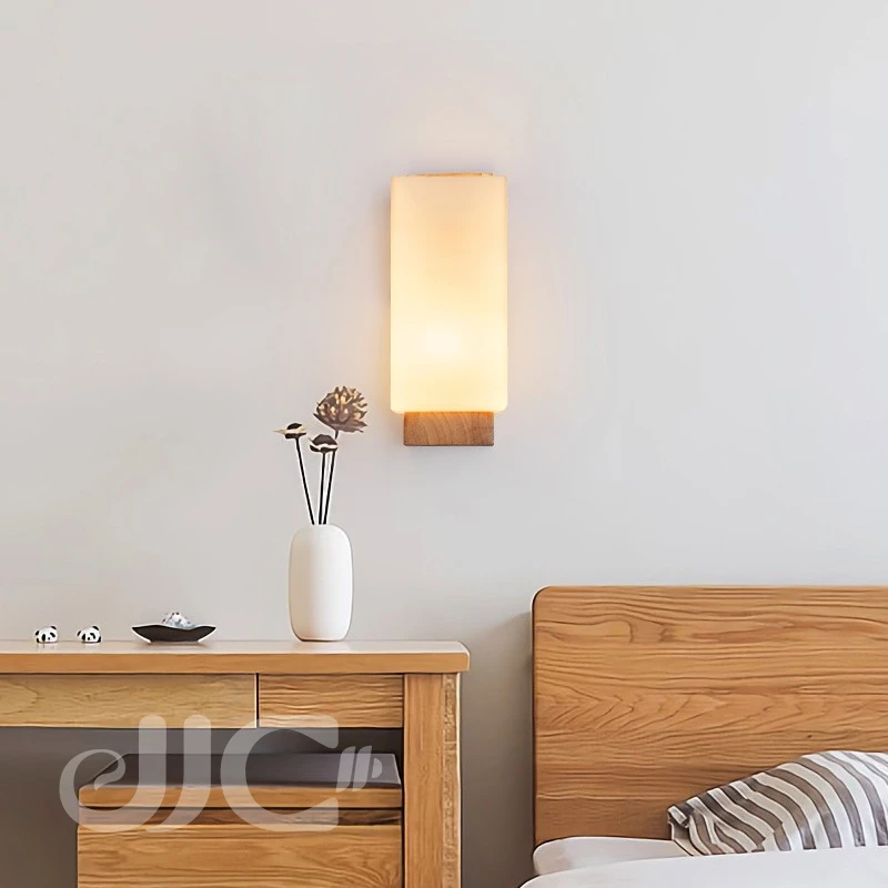 

JJC Japanese Wood Lamp Creative Chinese Garden Hotel Wall Lamp Nordic Creative Bedroom Bedside Lamp Background Wall Lamp