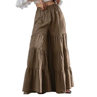pure color breathable smooth surface female wide leg trouser layered skirt for beach trousers skirt pants skirt