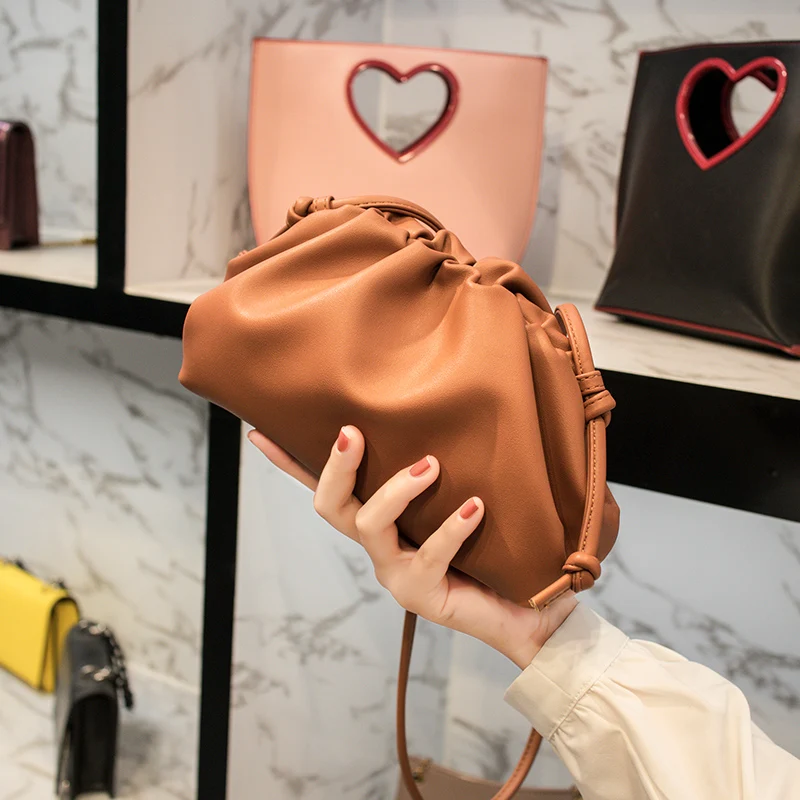 

Ladies Bag Fashion Folded Cloud Bag Soft Leather Crossbody One Shoulder Clutch Casual Dumpling Bag 2023 Luxruy Brand Women's