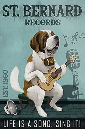 

Metal Tin Sign Wall Decor St Bernard Dog Records Listing Aluminum Sign Poster Office Restaurant Bar Farmhouse Funny Decor