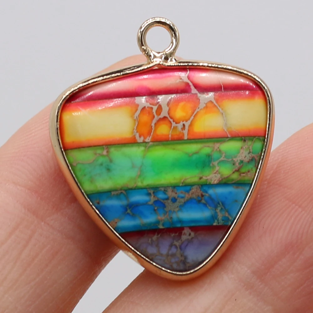 Позолоченный Кулон из натурального Императорского камня 21 х25 мм |