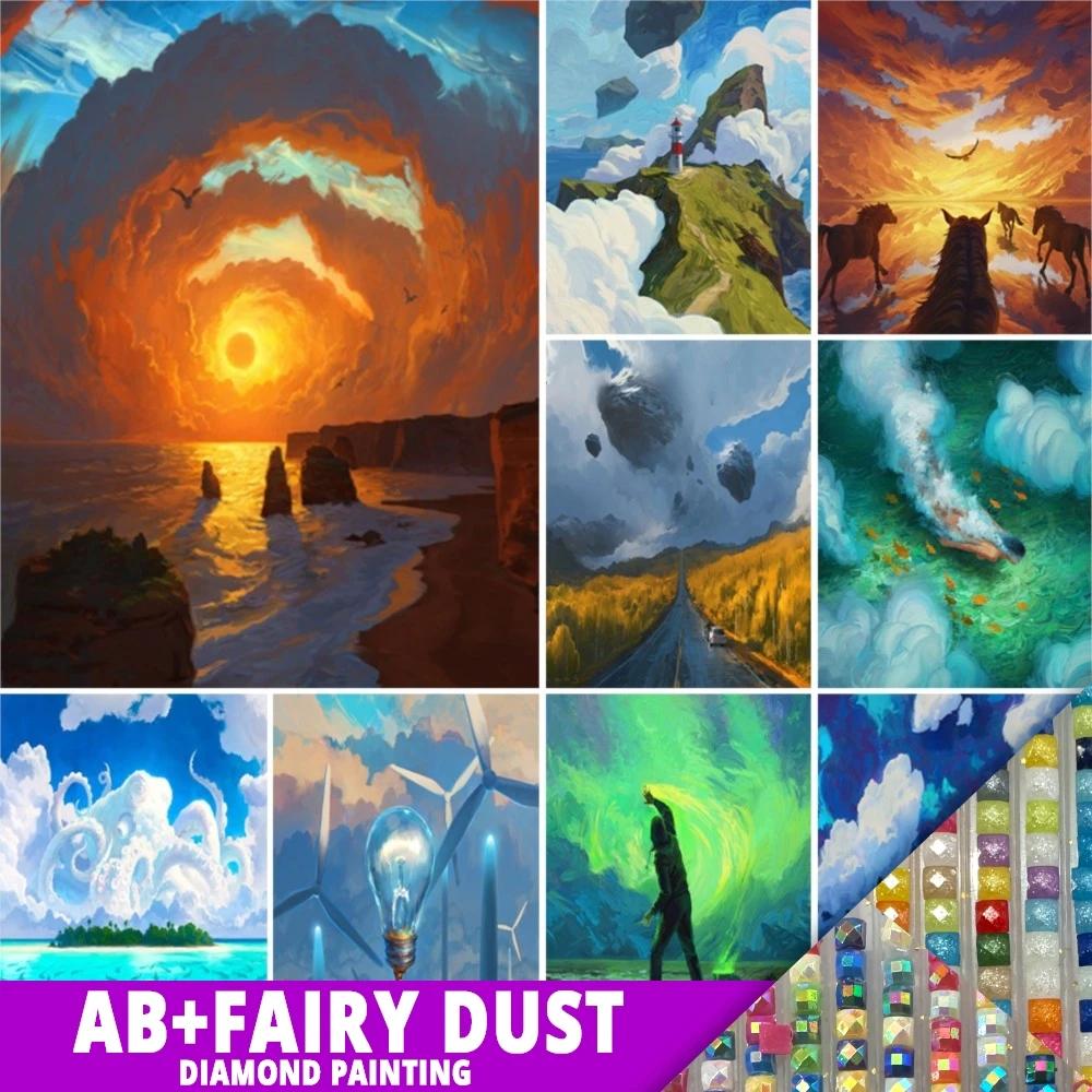 AB сказочная пыль 5D DIY комикс пейзаж алмазная живопись искусство картина вышивка