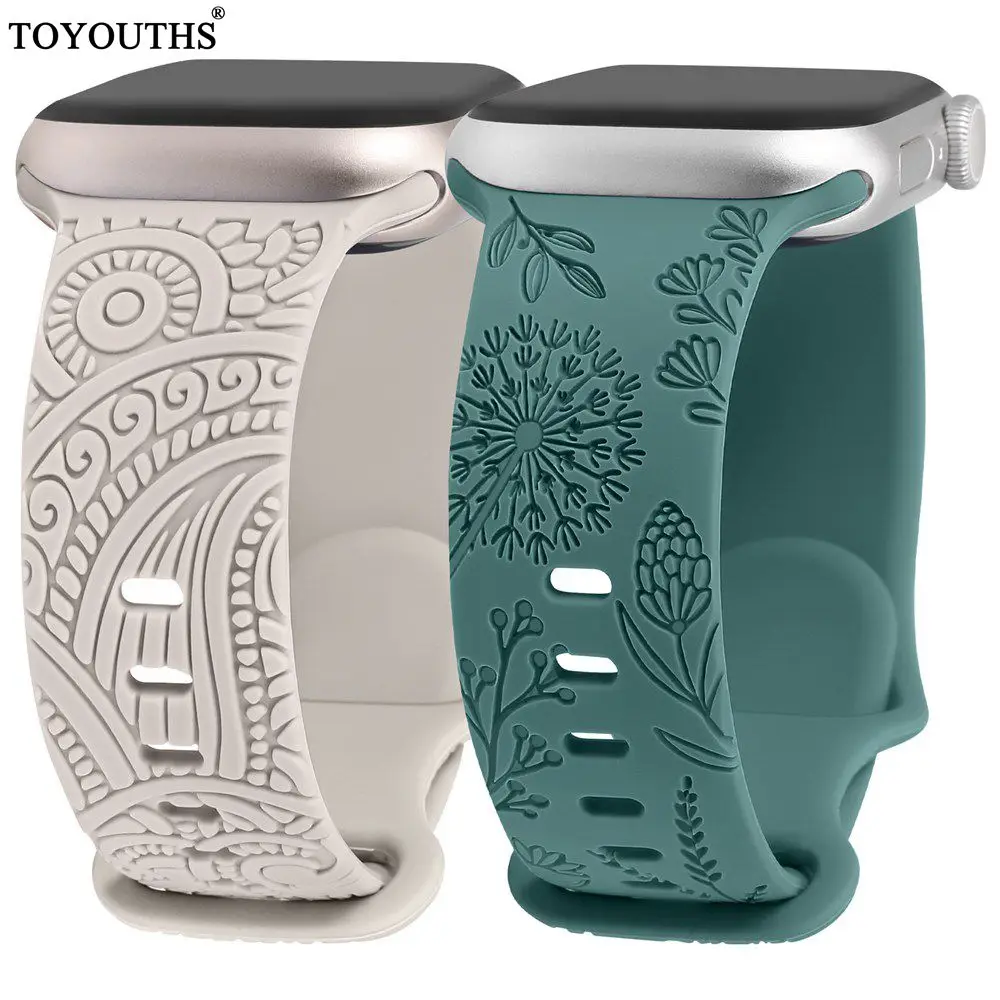 

Ремешок силиконовый для Apple Watch с гравировкой, 41/40/38/44/45 мм, 2 упаковки