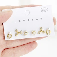 6 pcs fashion pearl stud earrings set small metal round piercing stud earrings for women jewelry gift