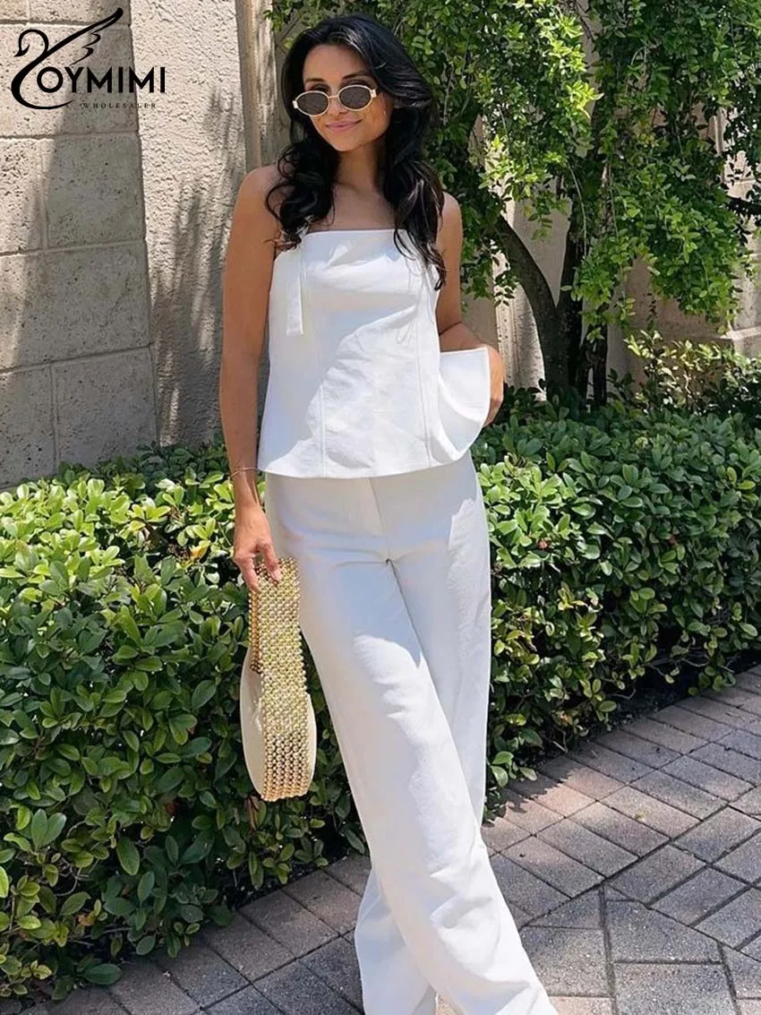 Oymimi повседневные белые комплекты для женщин комплект из 2 предметов модные