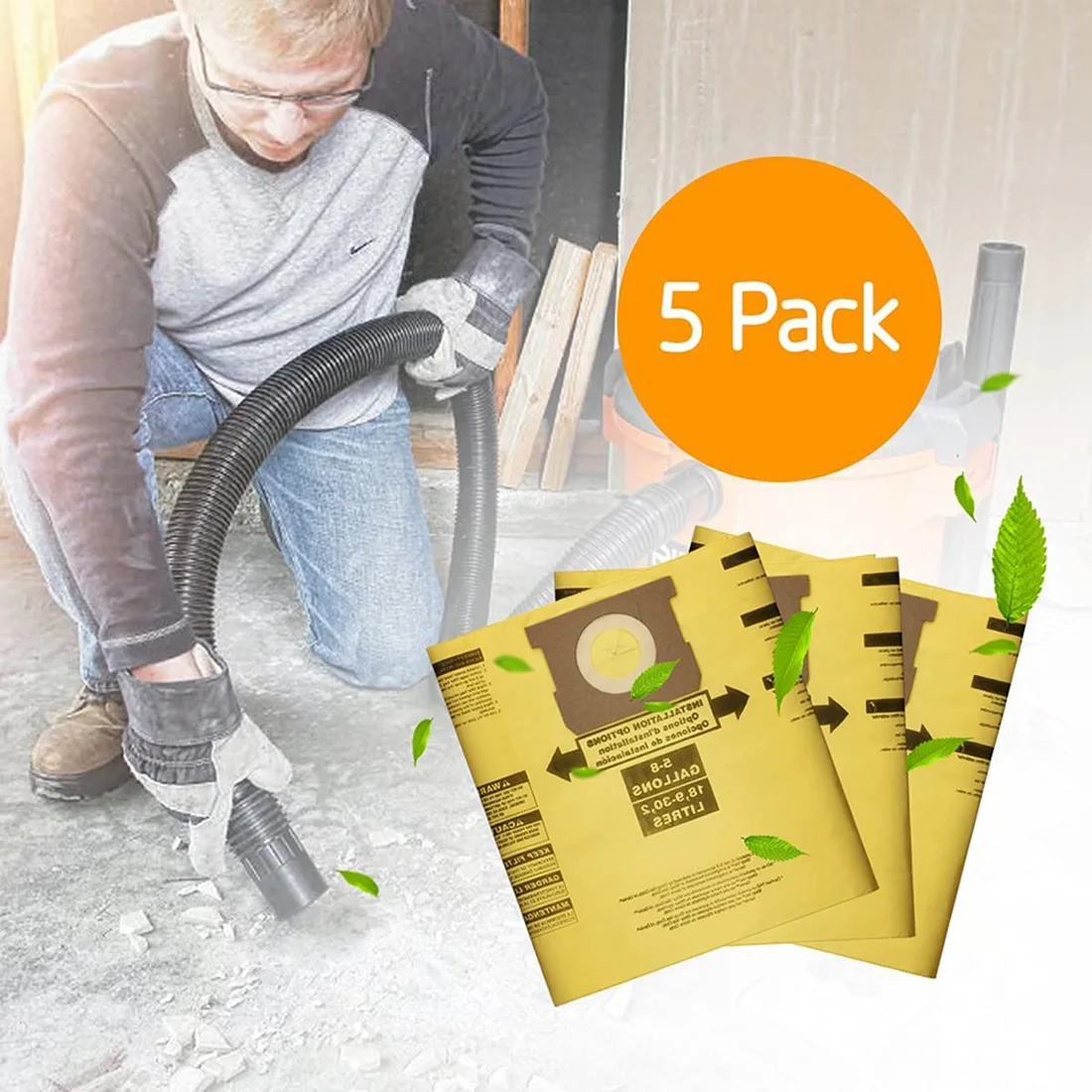 5 упаковок пылесборников для пылесосов 5-8 галлонов магазин влажной и сухой уборки