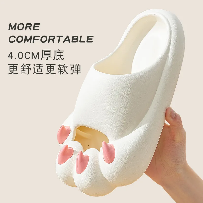New Summer Women Cartoon Slippers Lovely Bear Paw Home Indoor Slippers Funny Couples Male Slides Casual Beach Sandals Flip Flops
