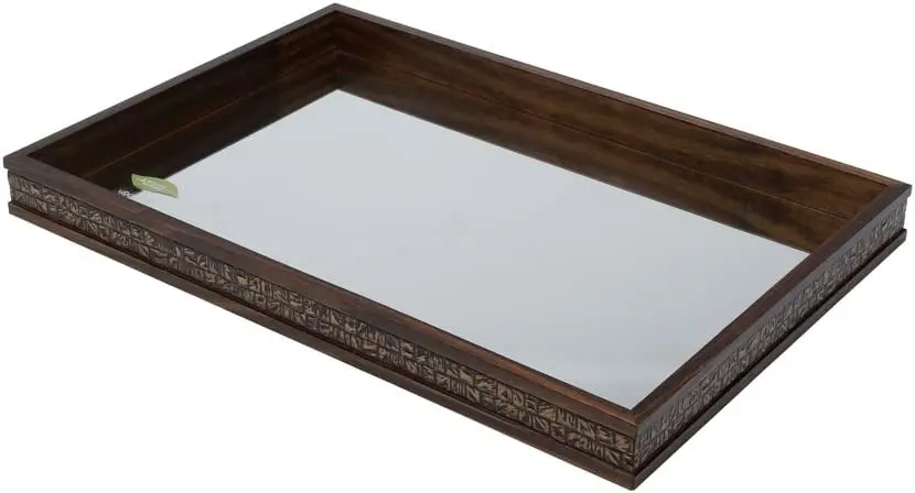 

BANDEJA COM ESPELHO DE MADEIRA COQUINHO 41x31x5CM MARROM