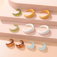 vintage white color acrylic hoop earrings for women geometric c shaped big resin earrings korean fashion jewelry