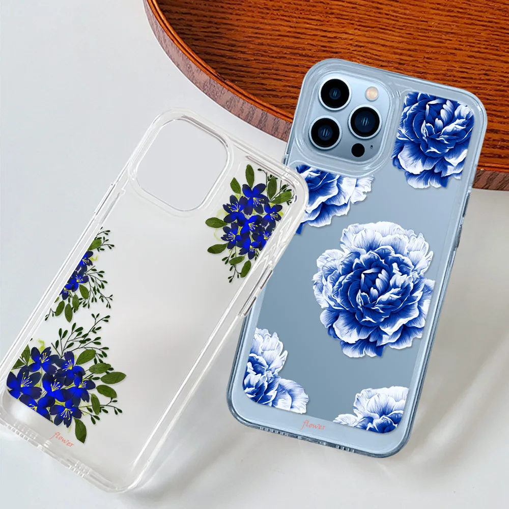 

Rose Flower Protection Shell for Iphone 14 13 12 Mini 11 Pro Max Cover for Iphone XS X XR Transparent PC+TPU Hard Fundas Case