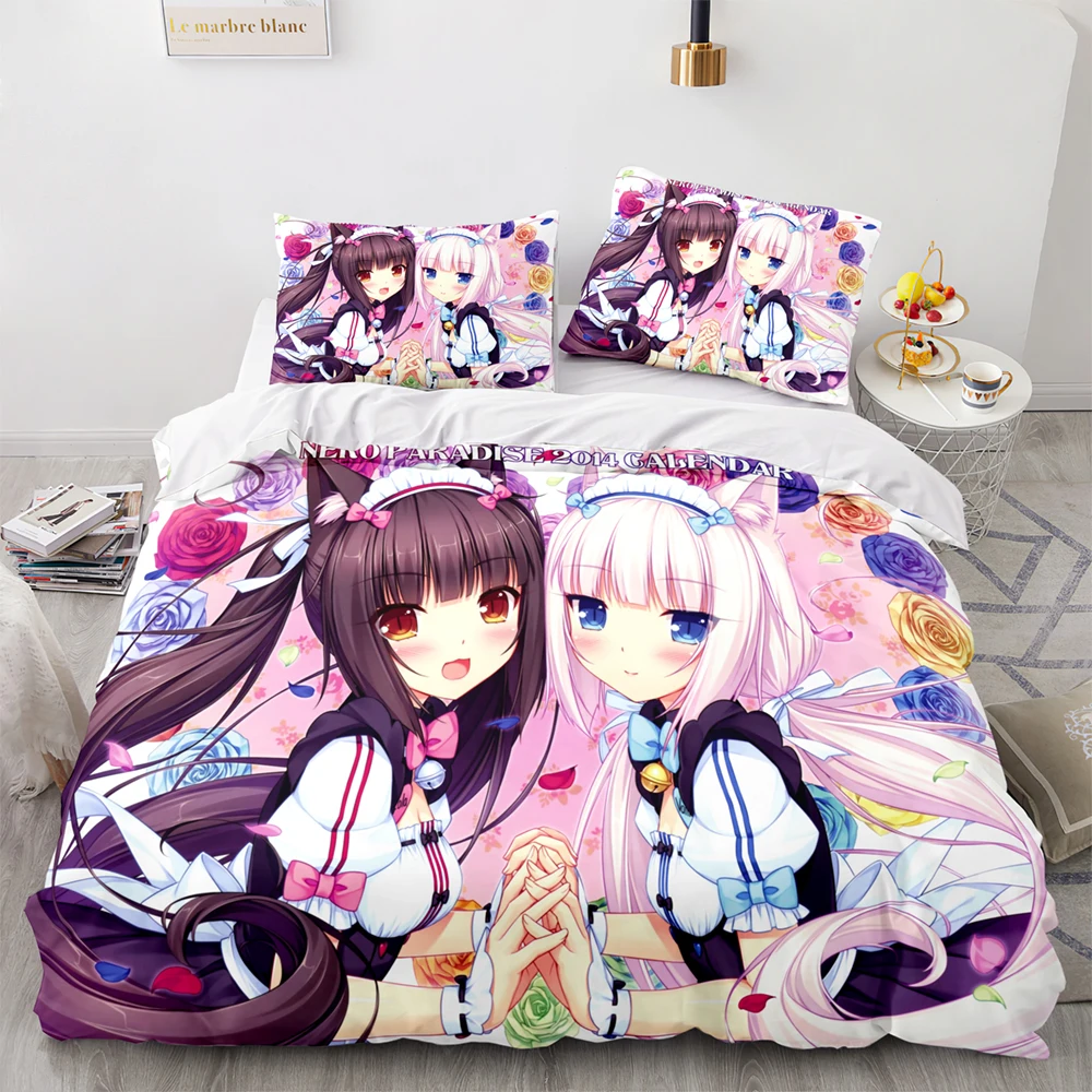 

Game NEKOPARA Duvet Cover Cartoon Bedding Sets Chocolate Vanilla Cosplay Bed Set 2/3 Pcs Quilt Comforter Covers Home Textiles
