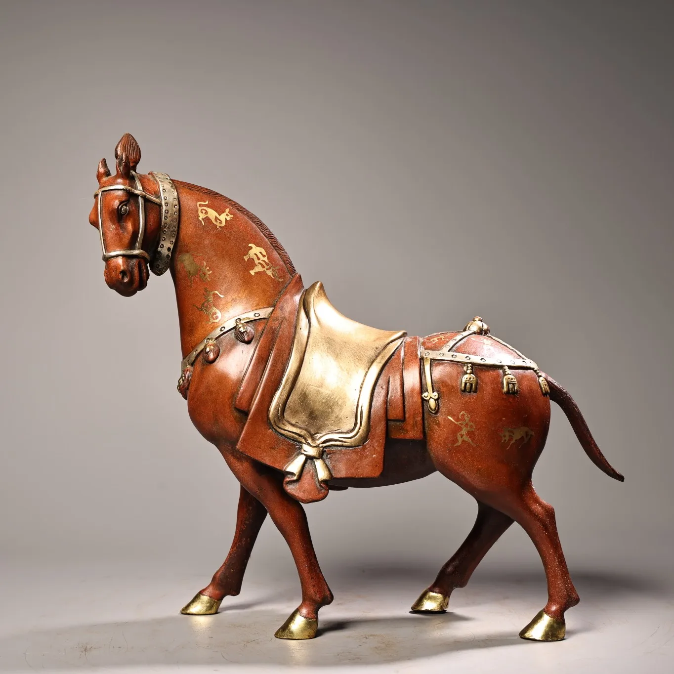 10-дюймовая коллекция тибетского храма старая бронза позолоченная высокая