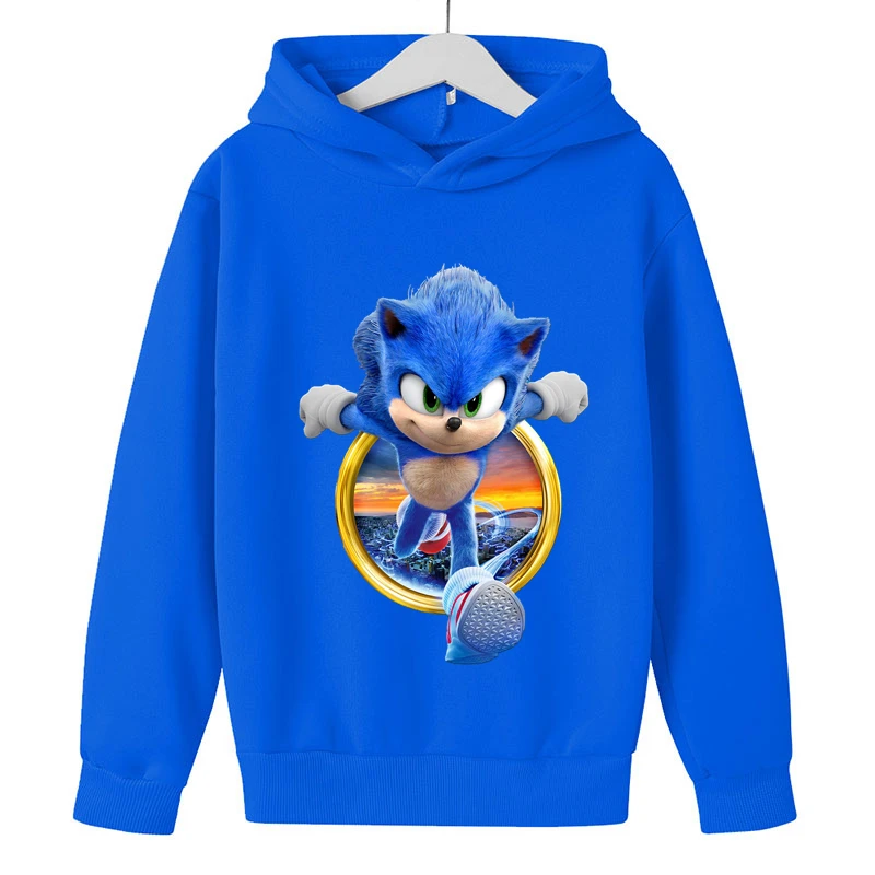 

Sonic Hoodies Kids Spring And Autumn Cartoon Printing Boys Sweatshirts Kids Fashion Leisure Hooded Tops 4-14 Year