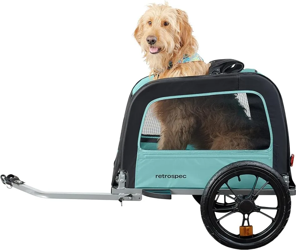 

Pet Bike Trailer - Small & Medium Sized Dogs Bicycle Carrier - Foldable Frame with 16 Inch Wheels - Non-Slip Floor