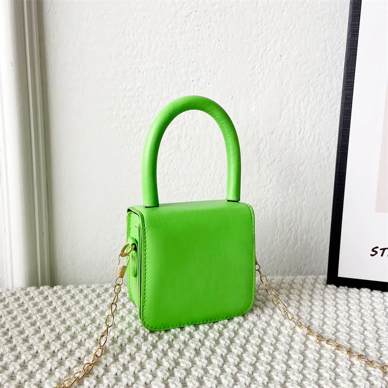 Candy Color Baby Girls Small Coin Purse Handbags PU Leather Kids Shoulder Bag Lovely Children's Mini Square Crossbody Bags