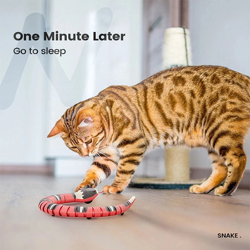 

Automatic Pet Cats Smart Sensing Snake TeaseToys Cat Toys Interactive for Cats USB Charging Cat Accessories for Game Play To