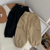 new fashion kids casual cargo pants solid color toddler baby boys cotton trousers korean style loose all match boys cotton pants