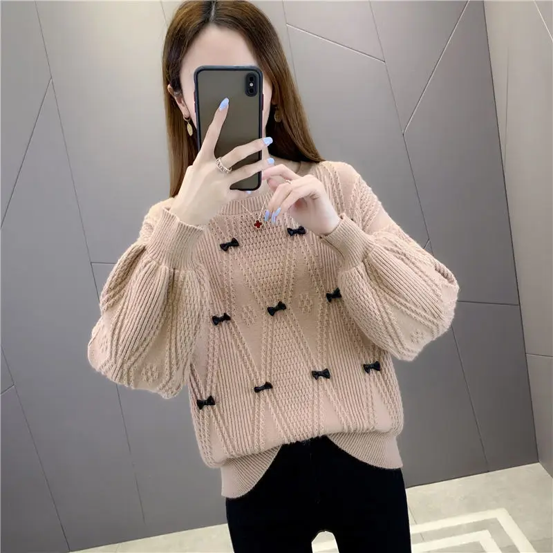 

2023 Wool Women Cashmere Sweater O-Neck Fashion Bottoming Pullover Autumn Winter Casual Knit Solid Color Long Sleeve Tops D71