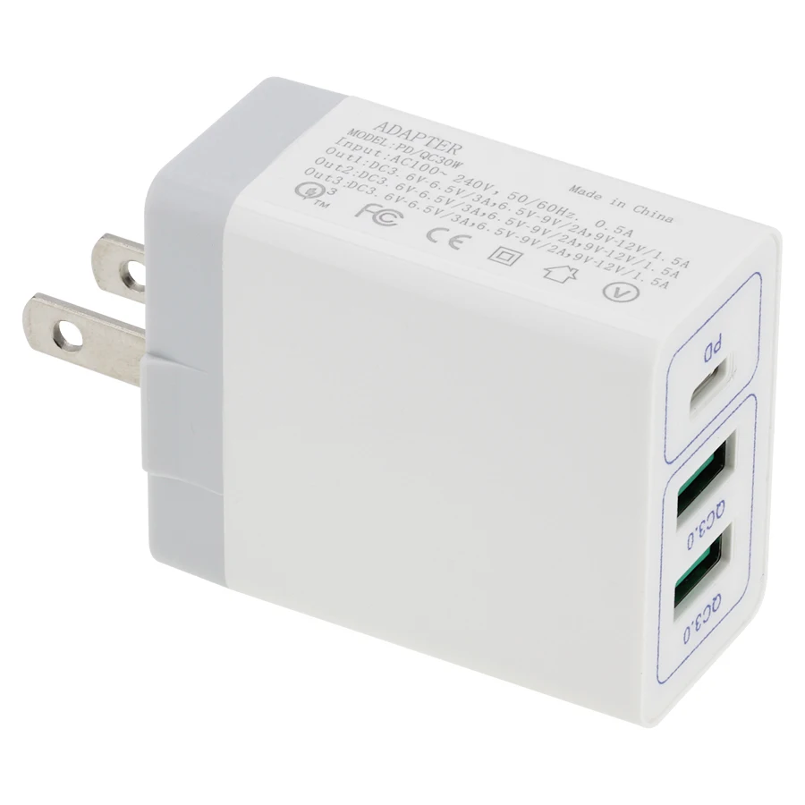 Зарядное устройство с двумя USB-портами и поддержкой быстрой зарядки 300 3 0 шт.