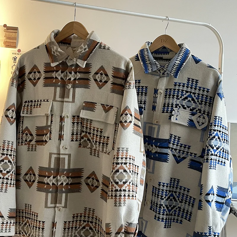 

Autumn Printed Jacket Men Fashion Retro Casual Jackets Mens Streetwear Hip-hop Loose Bomber Jacket Men Oversized Short Coat