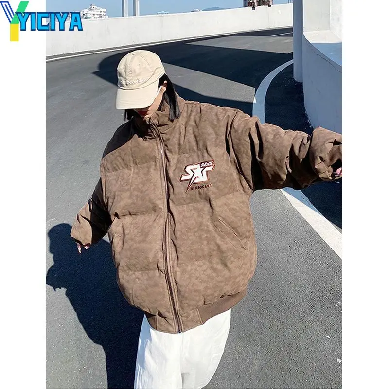 YICIYA Warm Parkas For Women 2023 Winter Jackets Straight Thick Zipper Casual Cotton Padded Coat Streetwear Y2k Jacket For Women