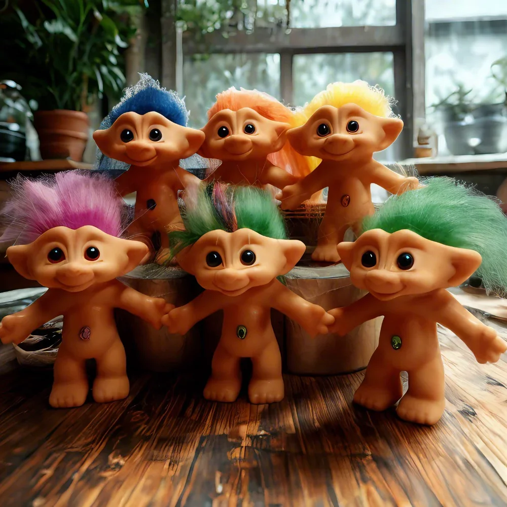 Фото Lucky Doll Ретро Тролл ПВХ Кукла Красочные волосы Украшения дома Модель Забавные детские игрушки Детские подарки №2