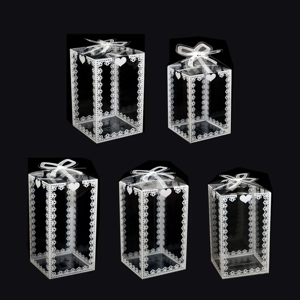 

25PCS New Clear PVC Gift Boxes Packing Wedding Cake Packaging Chocolate Candy Dragee Apple Gift Boxes Transparent Box