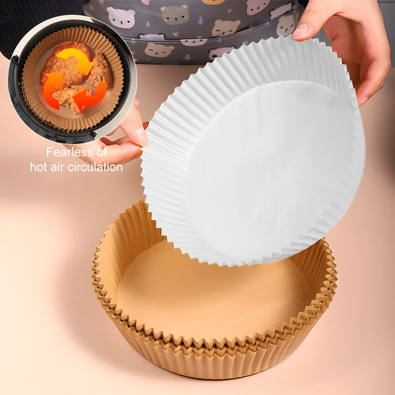

50pcs Air Fryer Disposable Paper Liner Cheese Cake Pad Air Frying Pan Baking Paper Round Oven Pad Air Frying Pan Accessories