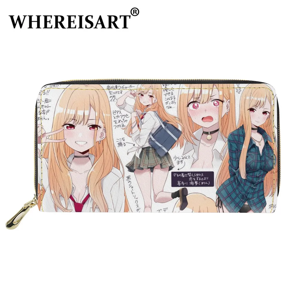 

WHEREISART 2022 New Anime My Dress-Up Darling Wallet For Girls High Quality Marin Kitagawa Money Card Purse PU Leather Long Bag