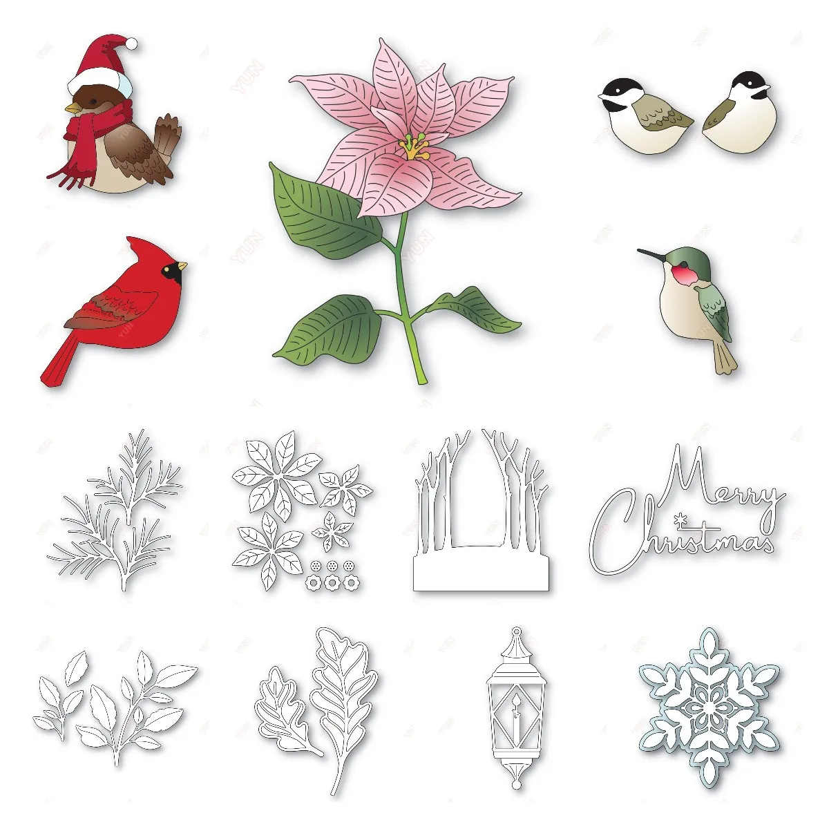 

Brilliant Joy Happy Holidays Streamlined Script Aurora Snowflake Metal Cutting Dies Stencils for Scrapbooking Greeting Card
