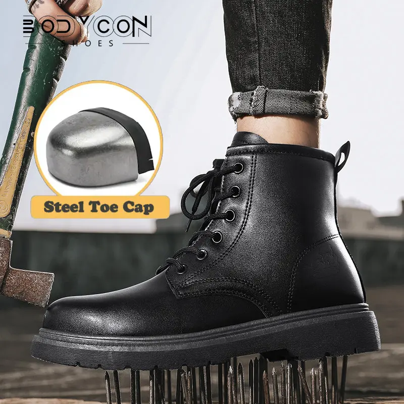 

Classic Work Safety Shoes Boots Anti-Smashing Steel Toe Puncture Proof Construction Military Combat Ankle Army Shoes Men