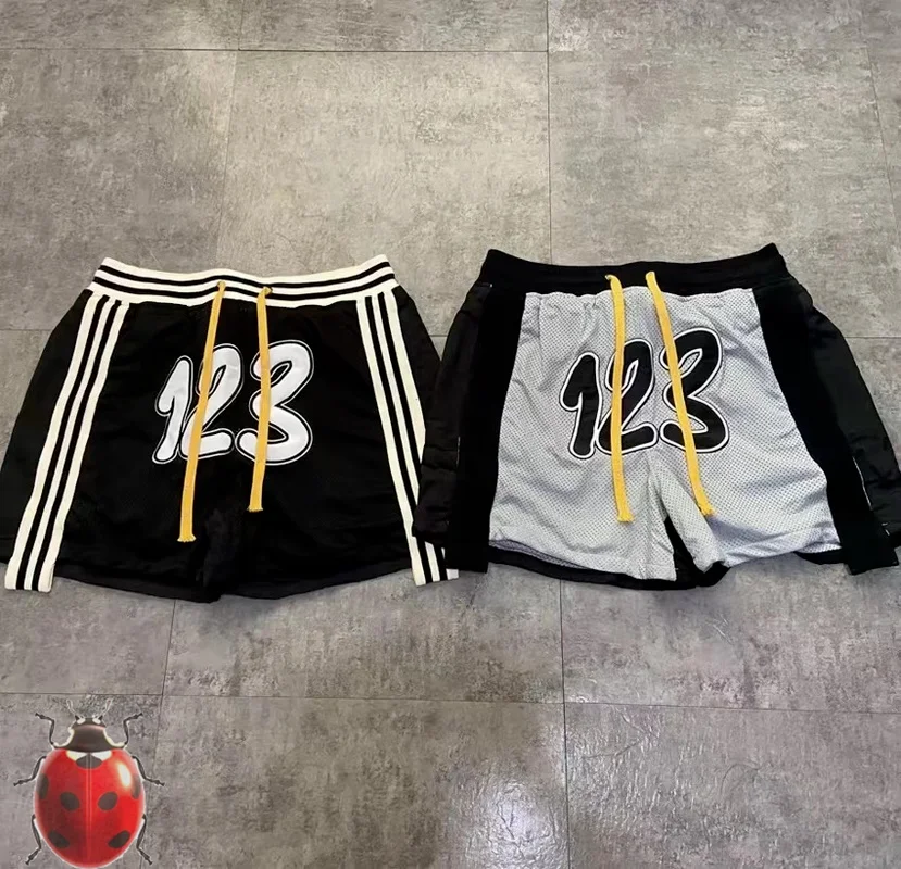 Сетчатые RRR123 желтые Лоскутные короткие брюки с Кулиской |